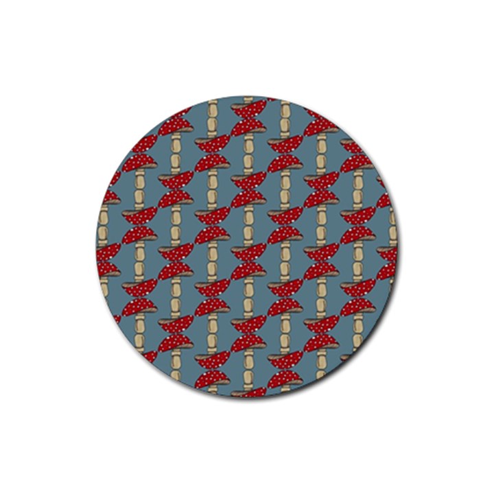 Mushroom Madness Red Grey Polka Dots Rubber Coaster (Round) 