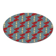 Mushroom Madness Red Grey Polka Dots Oval Magnet