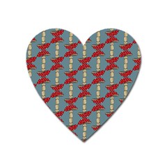 Mushroom Madness Red Grey Polka Dots Heart Magnet