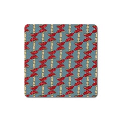 Mushroom Madness Red Grey Polka Dots Square Magnet by Mariart