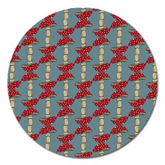 Mushroom Madness Red Grey Polka Dots Magnet 5  (round)