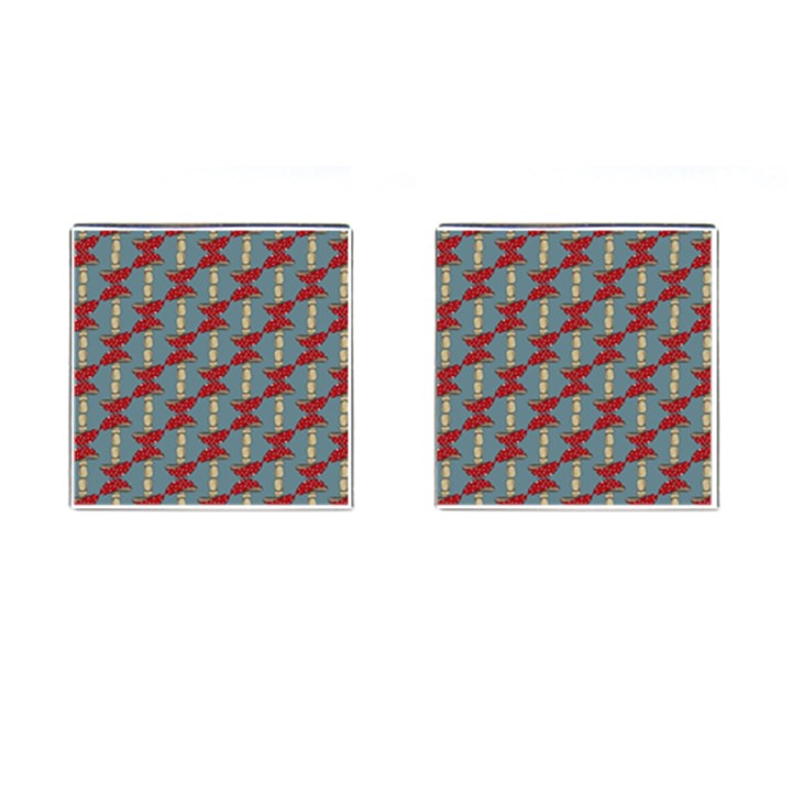 Mushroom Madness Red Grey Polka Dots Cufflinks (Square)