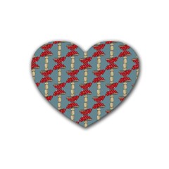 Mushroom Madness Red Grey Polka Dots Heart Coaster (4 Pack) 