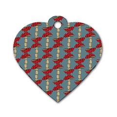 Mushroom Madness Red Grey Polka Dots Dog Tag Heart (one Side) by Mariart