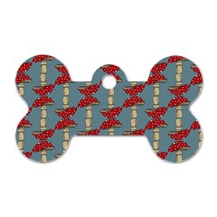 Mushroom Madness Red Grey Polka Dots Dog Tag Bone (one Side) by Mariart