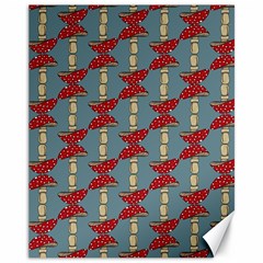 Mushroom Madness Red Grey Polka Dots Canvas 11  X 14   by Mariart