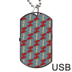 Mushroom Madness Red Grey Polka Dots Dog Tag Usb Flash (two Sides) by Mariart