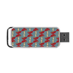 Mushroom Madness Red Grey Polka Dots Portable Usb Flash (two Sides)