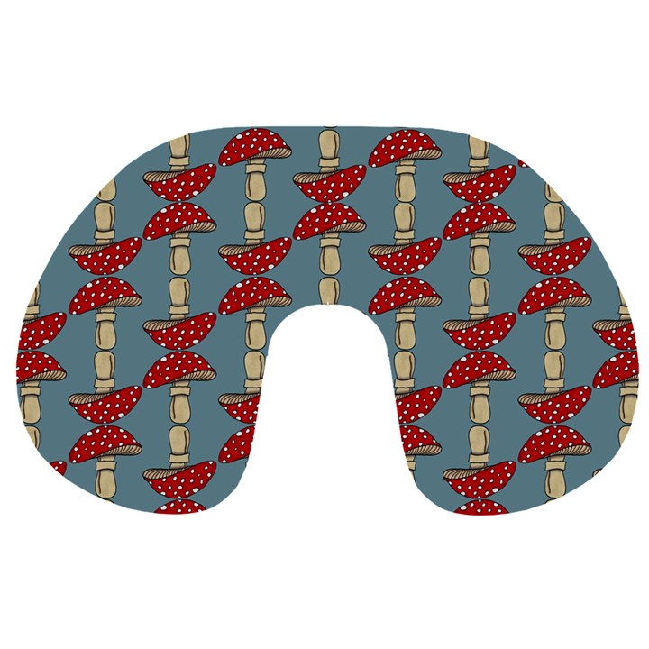 Mushroom Madness Red Grey Polka Dots Travel Neck Pillows