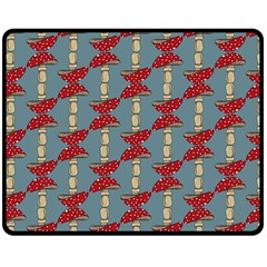 Mushroom Madness Red Grey Polka Dots Double Sided Fleece Blanket (medium) 