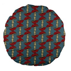 Mushroom Madness Red Grey Polka Dots Large 18  Premium Flano Round Cushions