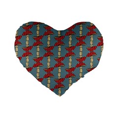 Mushroom Madness Red Grey Polka Dots Standard 16  Premium Flano Heart Shape Cushions by Mariart