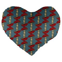 Mushroom Madness Red Grey Polka Dots Large 19  Premium Flano Heart Shape Cushions by Mariart