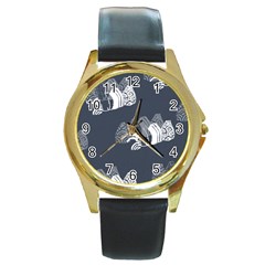 Japan Food Sashimi Round Gold Metal Watch