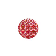 Plaid Red Star Flower Floral Fabric 1  Mini Magnets by Mariart