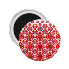 Plaid Red Star Flower Floral Fabric 2 25  Magnets