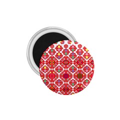 Plaid Red Star Flower Floral Fabric 1 75  Magnets