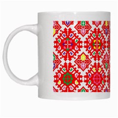 Plaid Red Star Flower Floral Fabric White Mugs