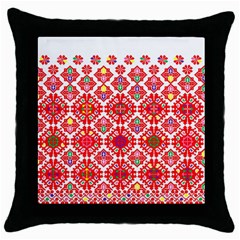 Plaid Red Star Flower Floral Fabric Throw Pillow Case (black) by Mariart