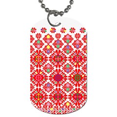 Plaid Red Star Flower Floral Fabric Dog Tag (two Sides)