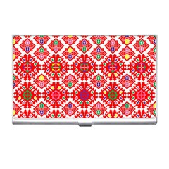 Plaid Red Star Flower Floral Fabric Business Card Holders