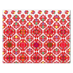 Plaid Red Star Flower Floral Fabric Rectangular Jigsaw Puzzl by Mariart