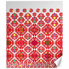 Plaid Red Star Flower Floral Fabric Canvas 8  X 10 