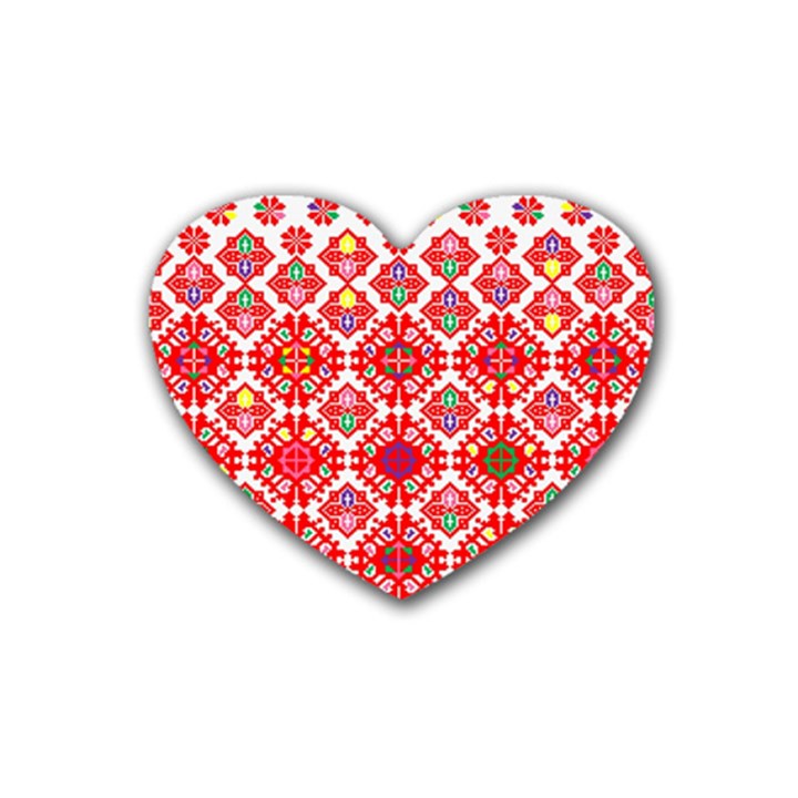 Plaid Red Star Flower Floral Fabric Heart Coaster (4 pack) 