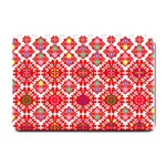 Plaid Red Star Flower Floral Fabric Small Doormat  24 x16  Door Mat