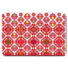 Plaid Red Star Flower Floral Fabric Large Doormat 