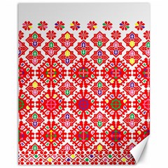 Plaid Red Star Flower Floral Fabric Canvas 11  X 14  