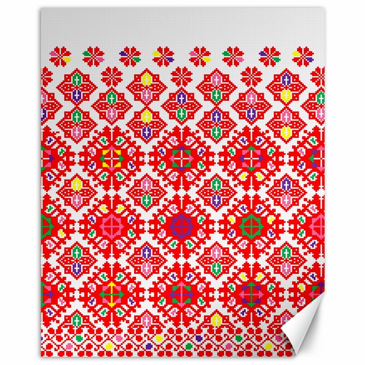 Plaid Red Star Flower Floral Fabric Canvas 11  x 14  