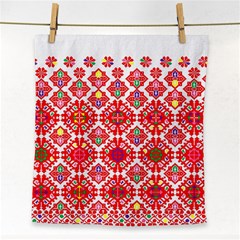 Plaid Red Star Flower Floral Fabric Face Towel by Mariart