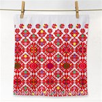 Plaid Red Star Flower Floral Fabric Face Towel Front