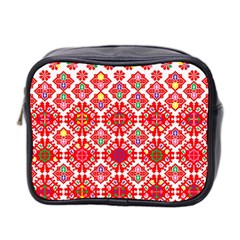 Plaid Red Star Flower Floral Fabric Mini Toiletries Bag 2-side