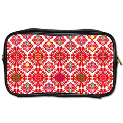 Plaid Red Star Flower Floral Fabric Toiletries Bags by Mariart