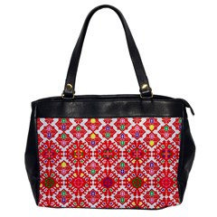 Plaid Red Star Flower Floral Fabric Office Handbags by Mariart