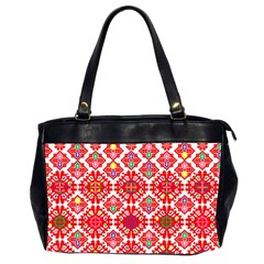 Plaid Red Star Flower Floral Fabric Office Handbags (2 Sides) 