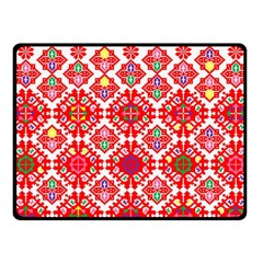 Plaid Red Star Flower Floral Fabric Fleece Blanket (small) by Mariart