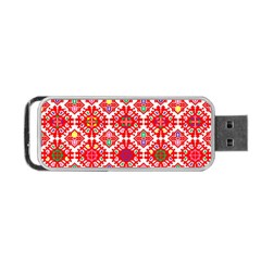 Plaid Red Star Flower Floral Fabric Portable Usb Flash (one Side)