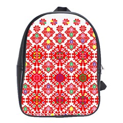 Plaid Red Star Flower Floral Fabric School Bag (xl)