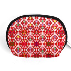 Plaid Red Star Flower Floral Fabric Accessory Pouches (medium) 