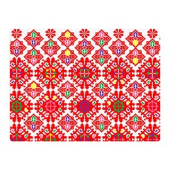 Plaid Red Star Flower Floral Fabric Double Sided Flano Blanket (mini)  by Mariart