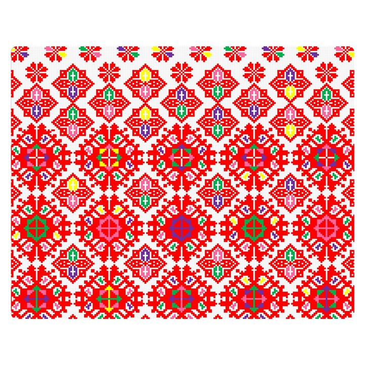 Plaid Red Star Flower Floral Fabric Double Sided Flano Blanket (Medium) 