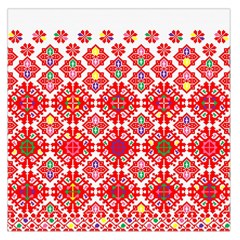 Plaid Red Star Flower Floral Fabric Large Satin Scarf (square)