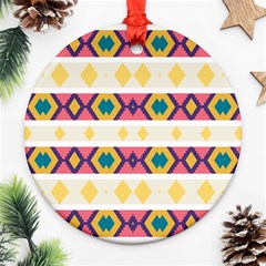 Rhombus And Stripes                            Ornament (round) by LalyLauraFLM