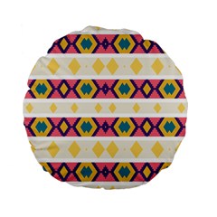 Rhombus And Stripes                      Standard 15  Premium Flano Round Cushion by LalyLauraFLM