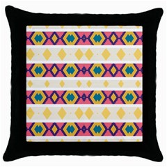 Rhombus And Stripes                            Throw Pillow Case (black) by LalyLauraFLM