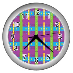 Stripes And Dots                           Wall Clock (silver) by LalyLauraFLM