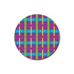 Stripes And Dots                           Rubber Coaster (round) by LalyLauraFLM